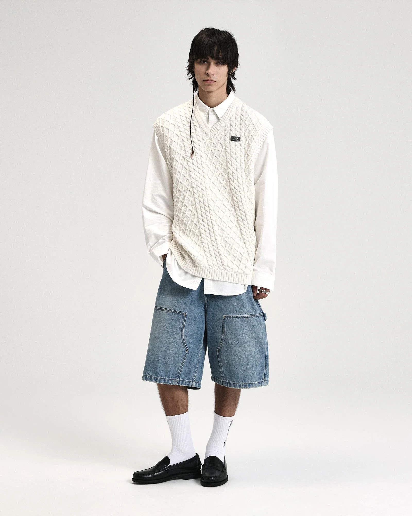 TURNCABLE KNIT VEST VINTAGE WHITE