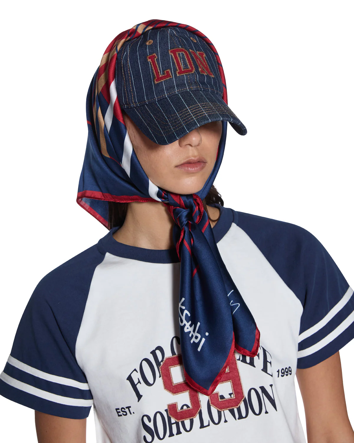 KSUBI X LISSY RODDY SILK SCARF NAVY