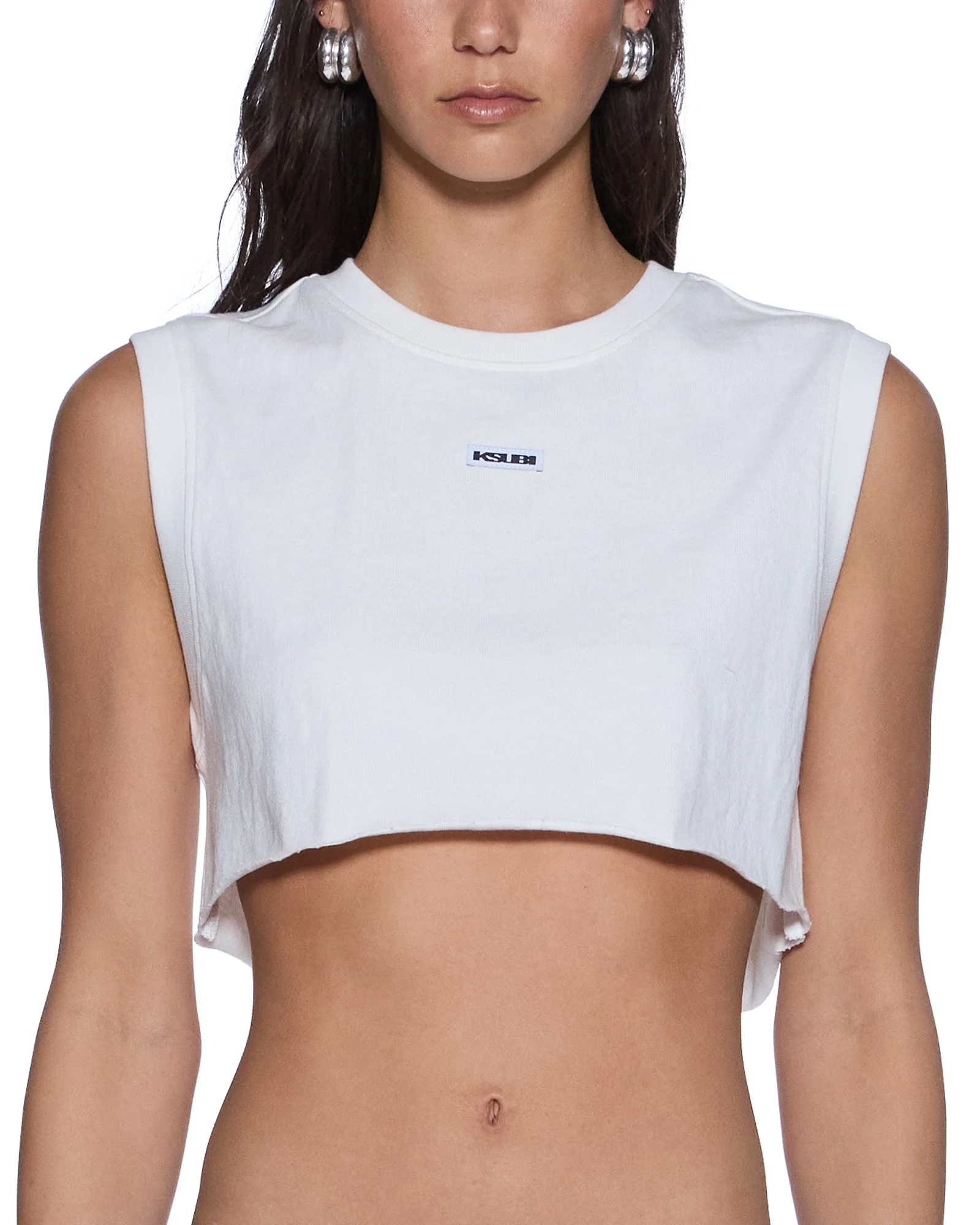 LABELS CROP TANK WHITE