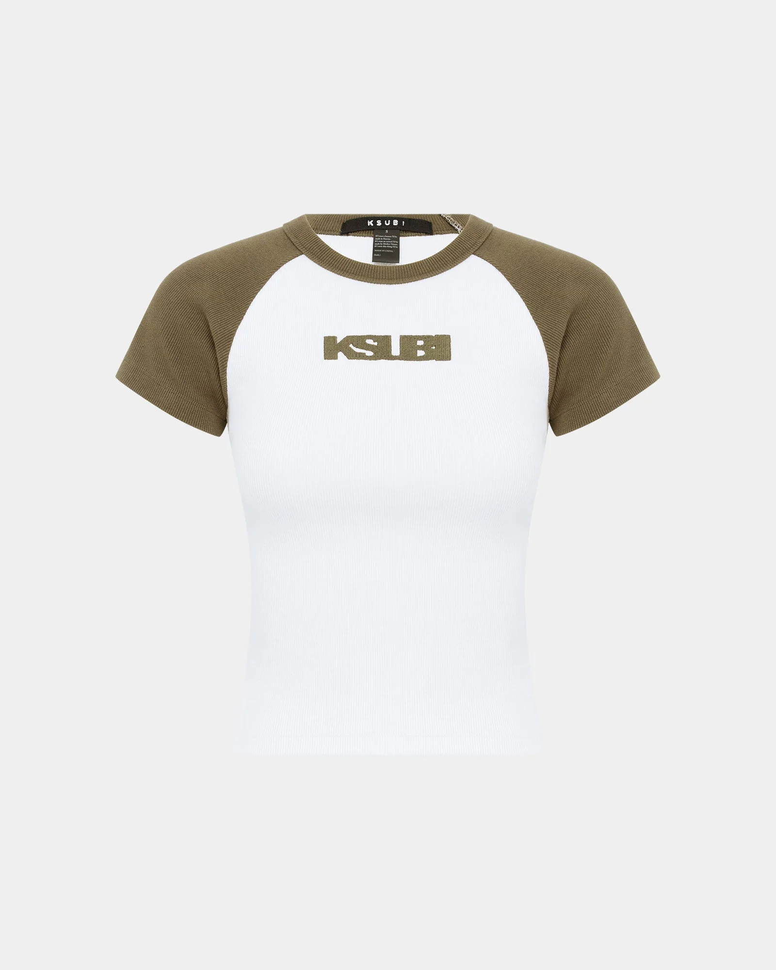 KSB BABY RINGER SS TEE KHAKI/WHITE