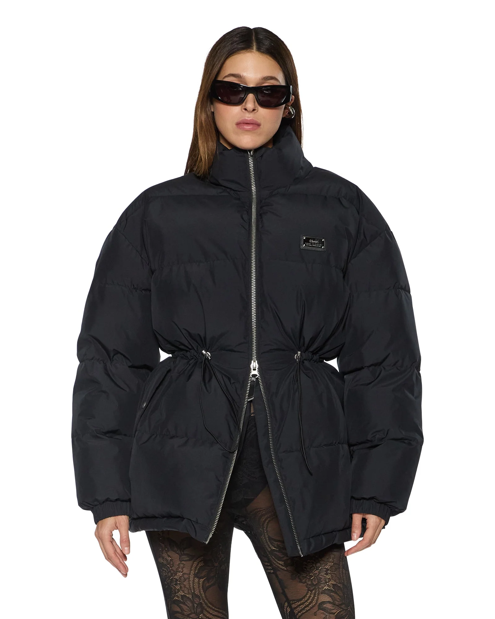 CINCHED PUFFER BLACK