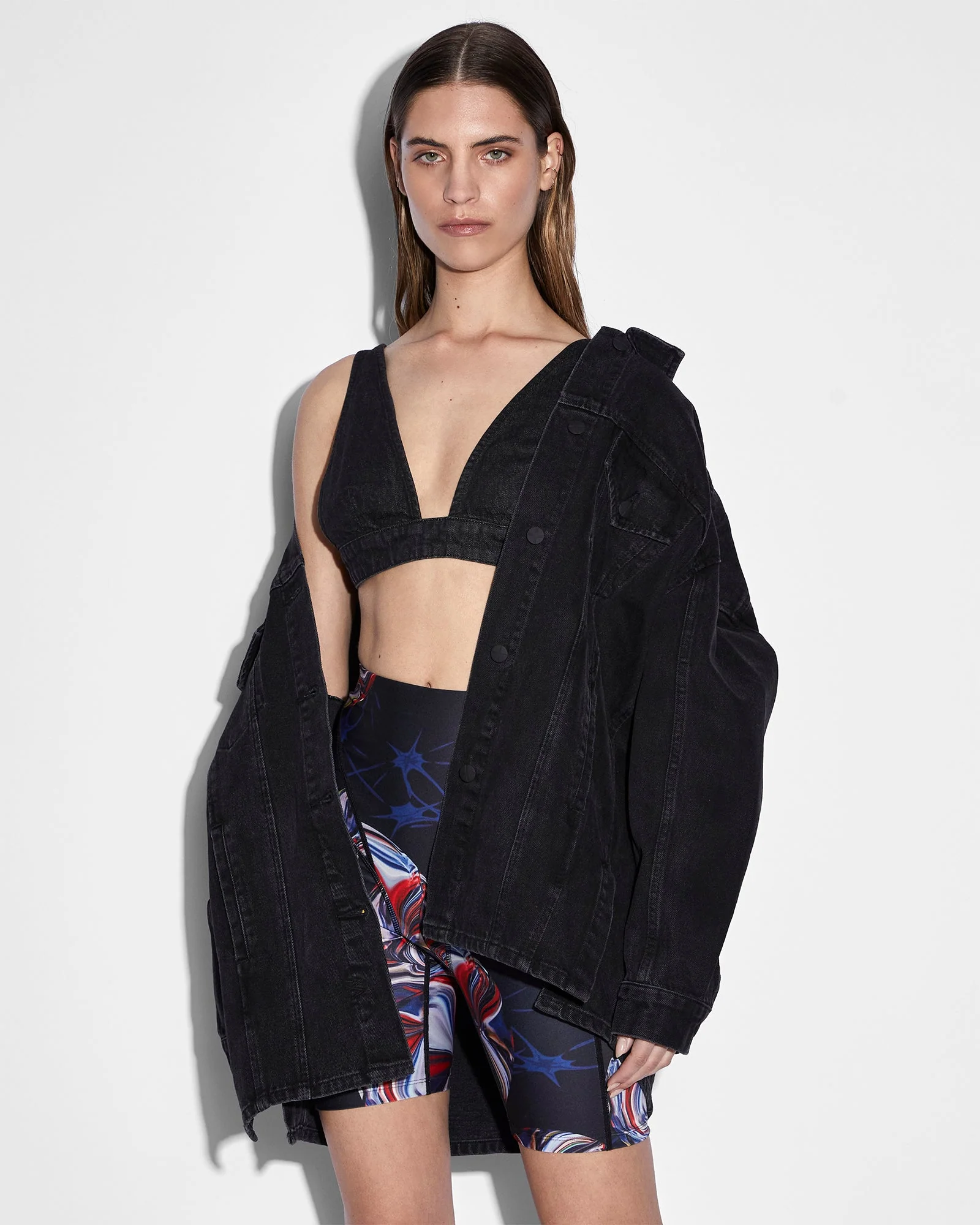 KSUBI X P.E NATION TRUCKER JACKET NOIR