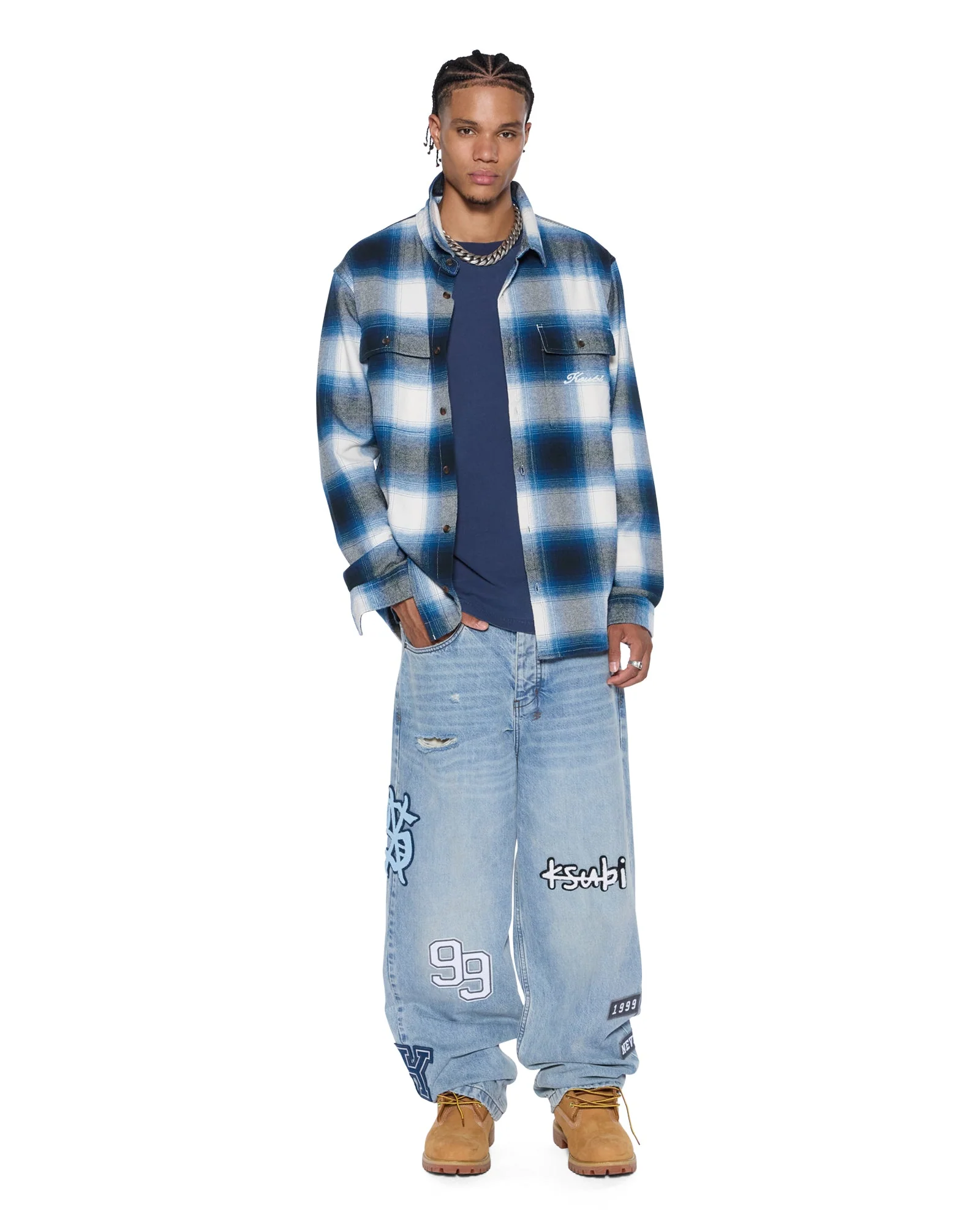 ROSEBOWL LS SHIRT SALTED BLUE