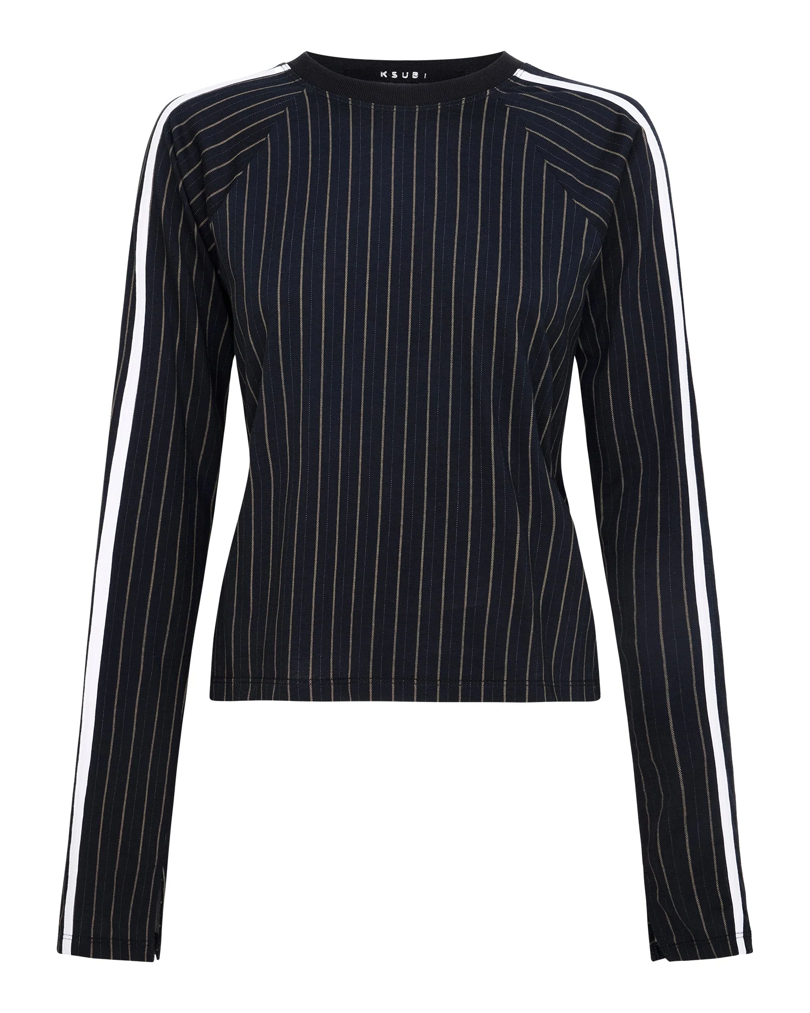 PORTER LS TOP BLACK PINSTRIPE