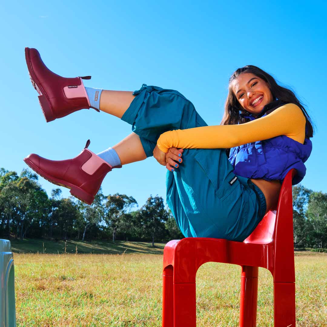 Bobbi Ankle Boot Beetroot & Light Pink