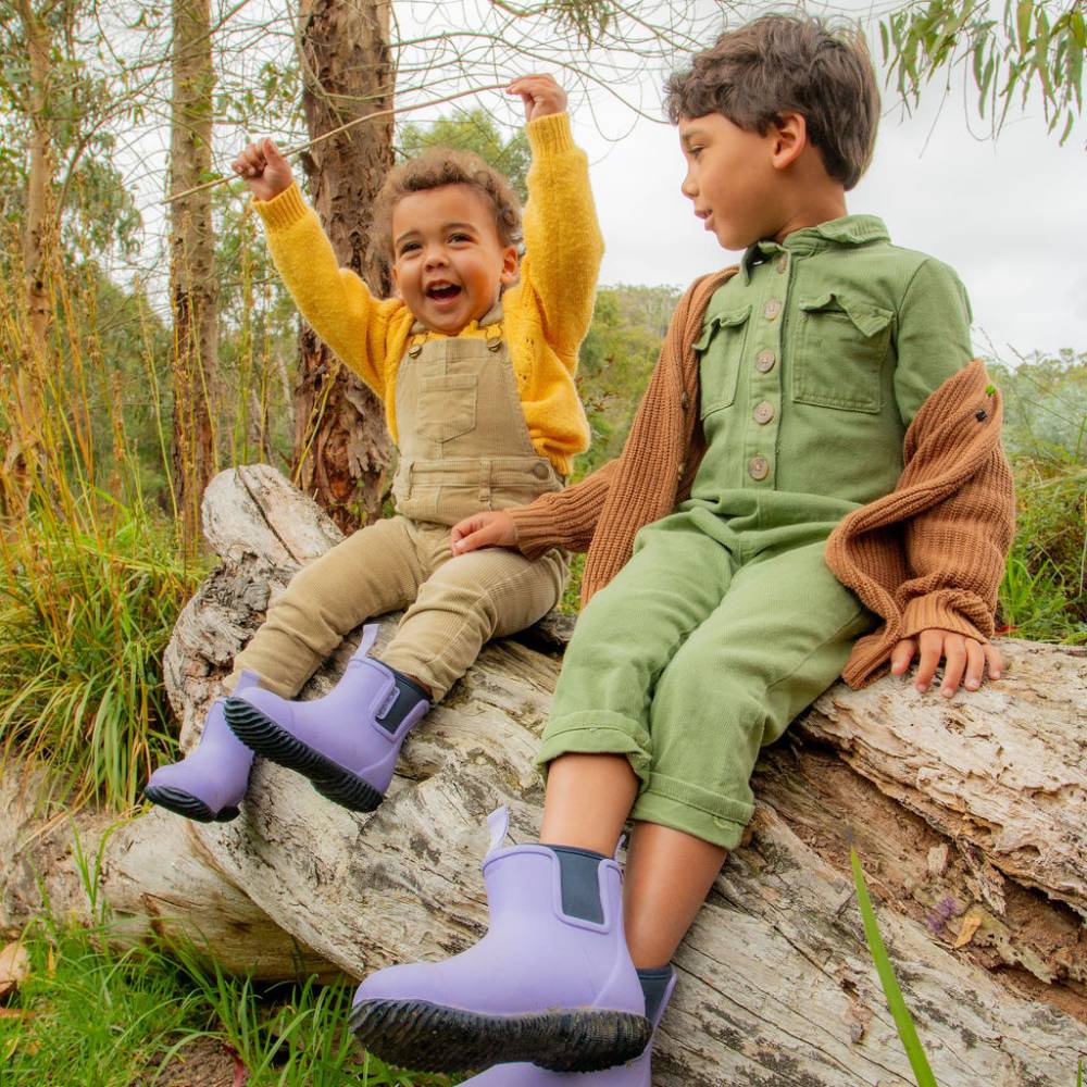 Bobbi Kids Gumboot Lavender & Navy