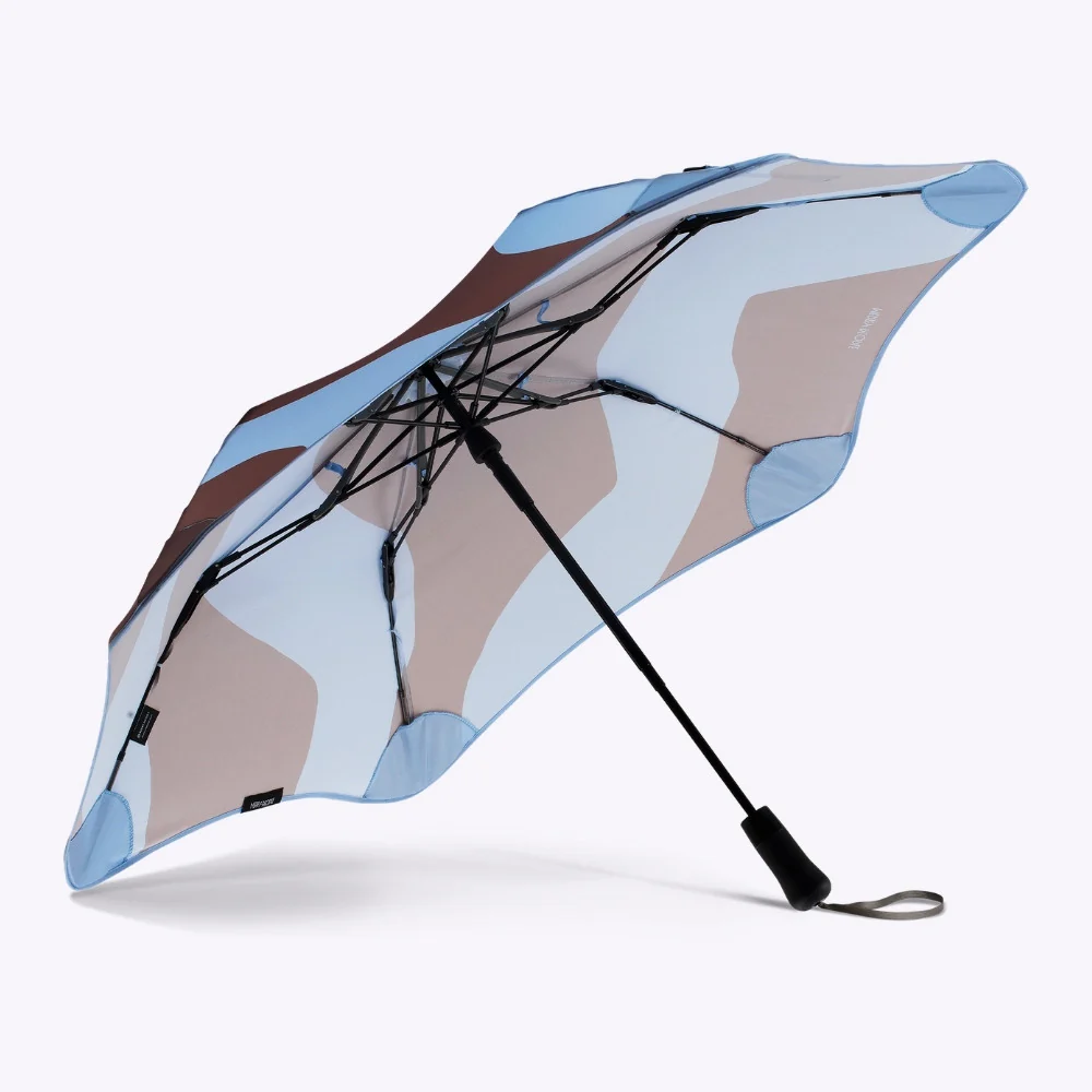 Merry People X Blunt Metro Umbrella Chestnut & Ice Blue Wave