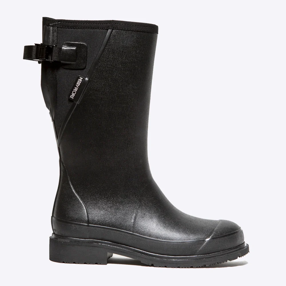 Darcy Mid Calf Gumboot  Black & Black