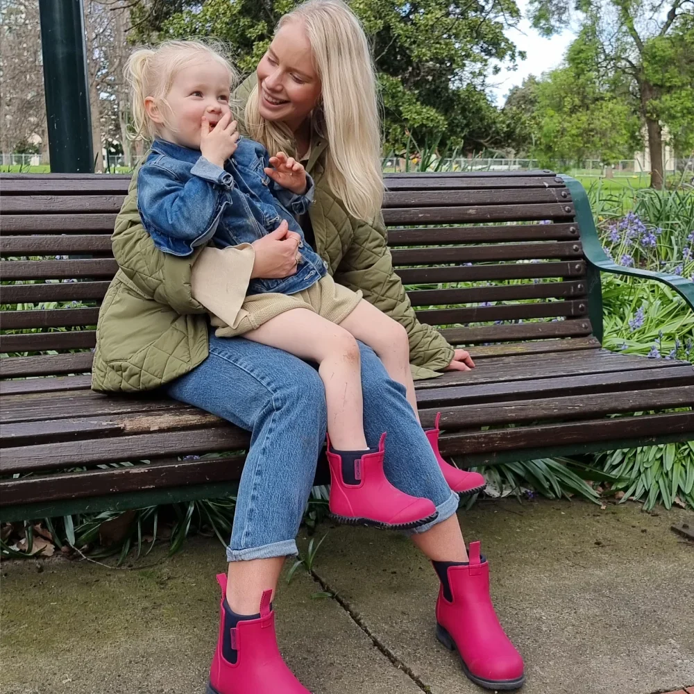 Bobbi Kids Gumboot Magenta & Navy