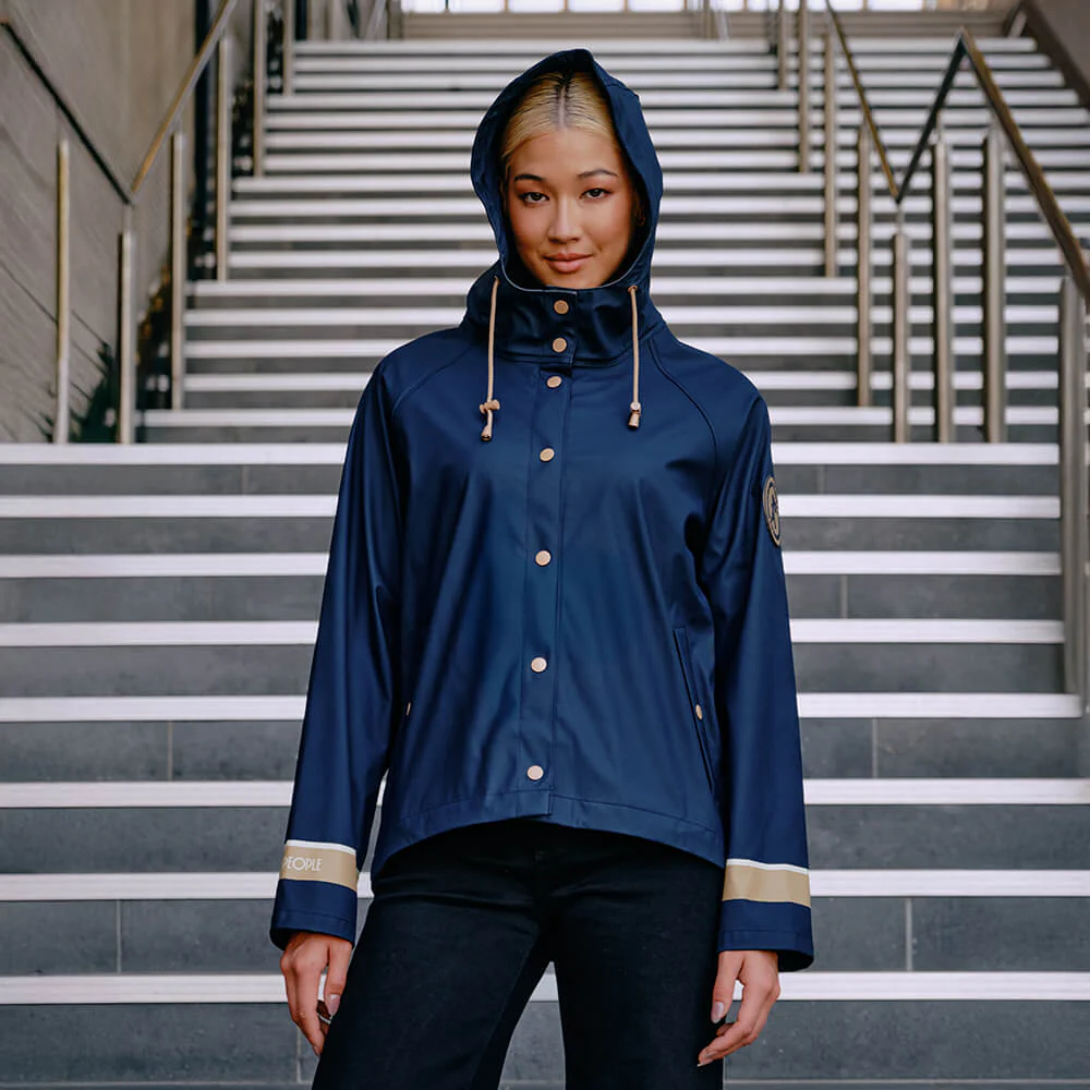 Merry People X Karen Walker Rain Jacket French Navy & Tan