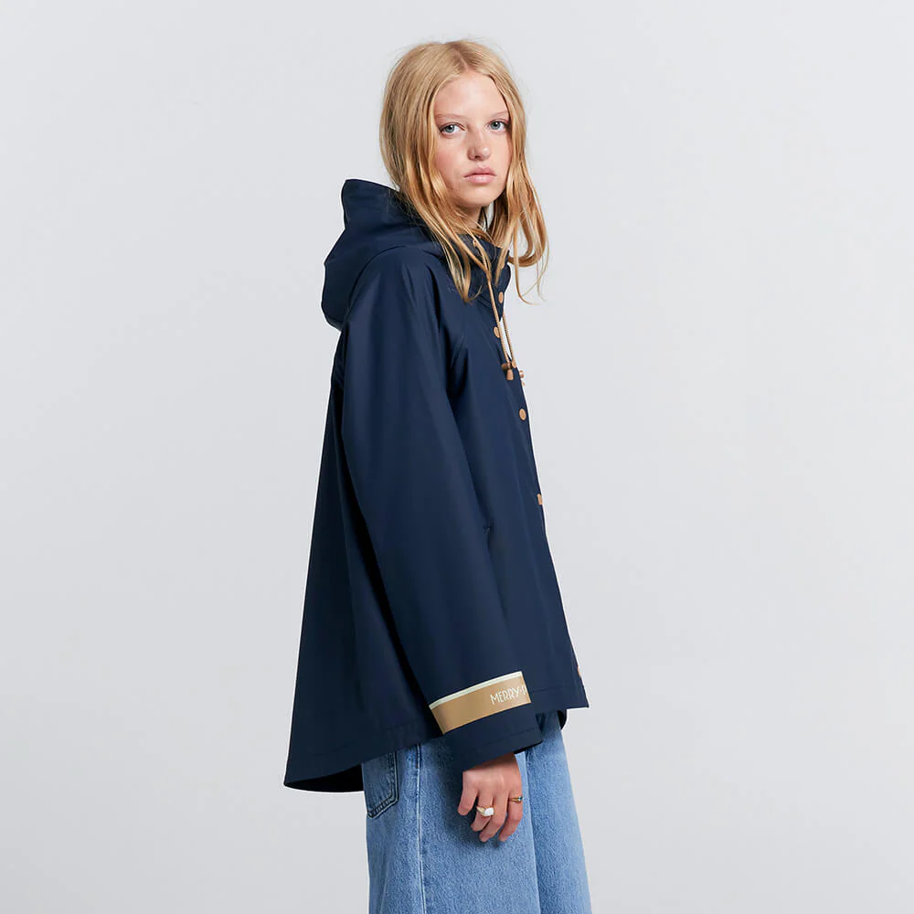 Merry People X Karen Walker Rain Jacket French Navy & Tan