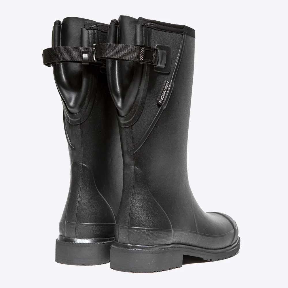 Darcy Mid Calf Gumboot  Black & Black