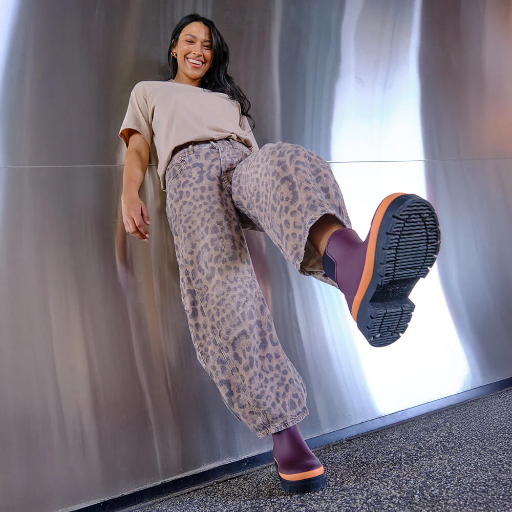 Tully Boot Plum & Neon Orange