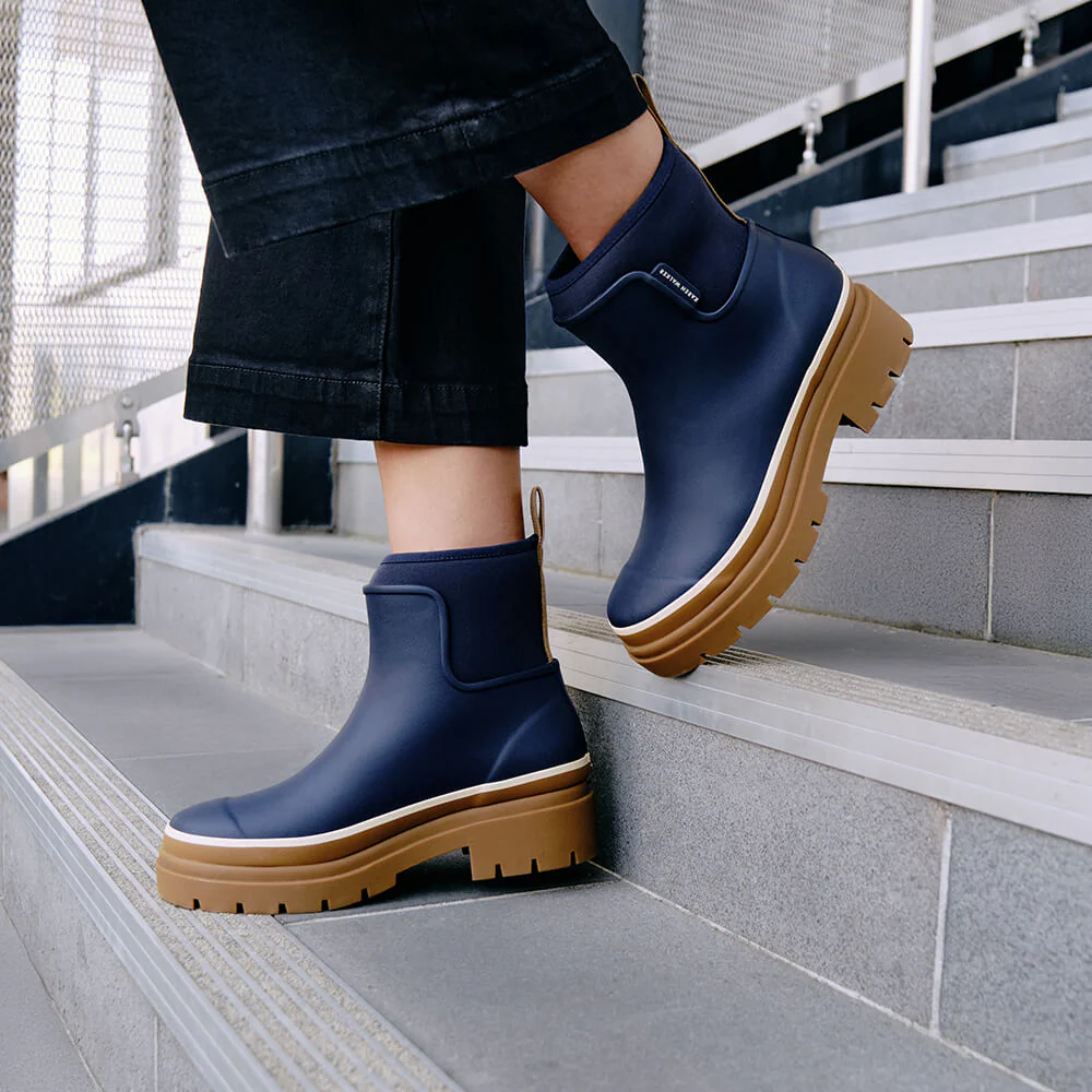 Merry People X Karen Walker Tully Boot French Navy & Tan