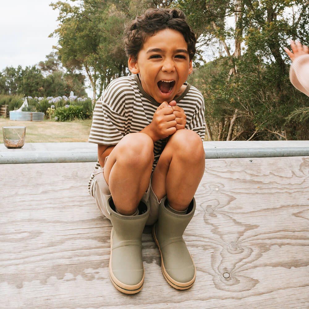 Andie Kids Gumboot Khaki Green