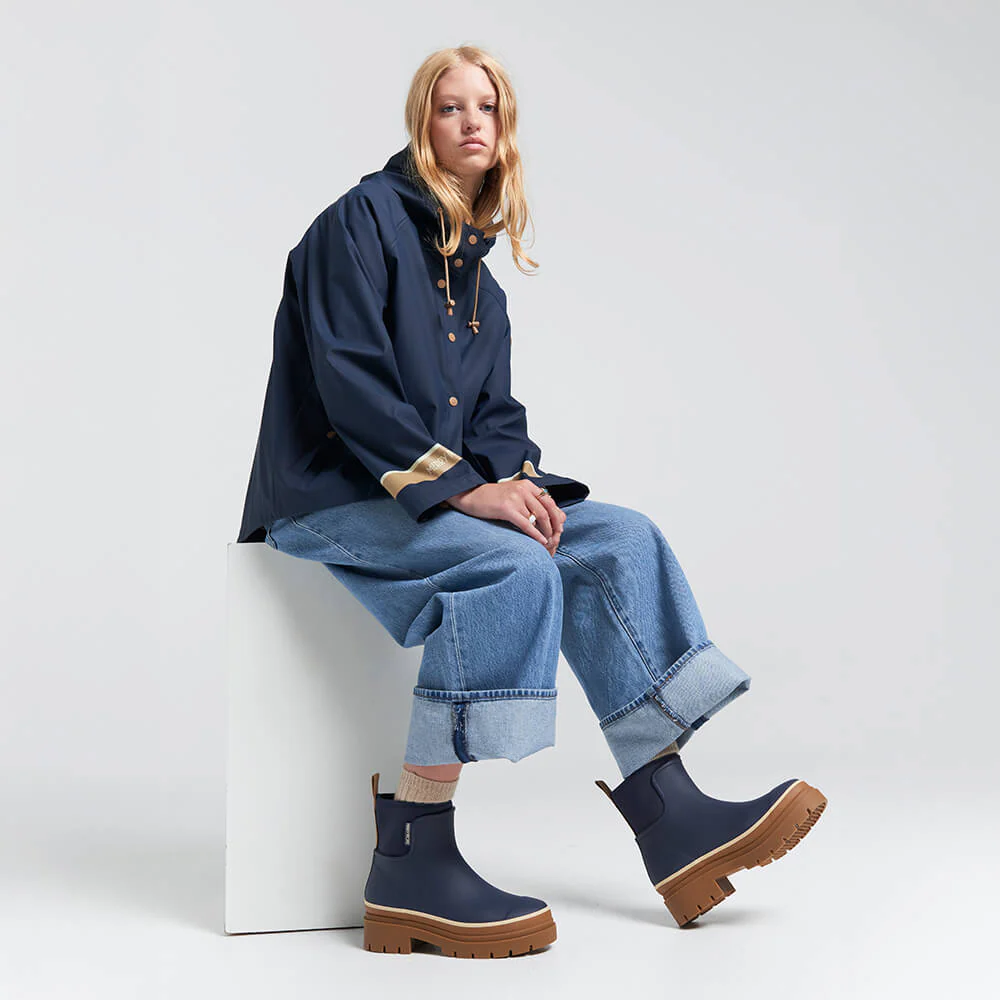 Merry People X Karen Walker Rain Jacket French Navy & Tan