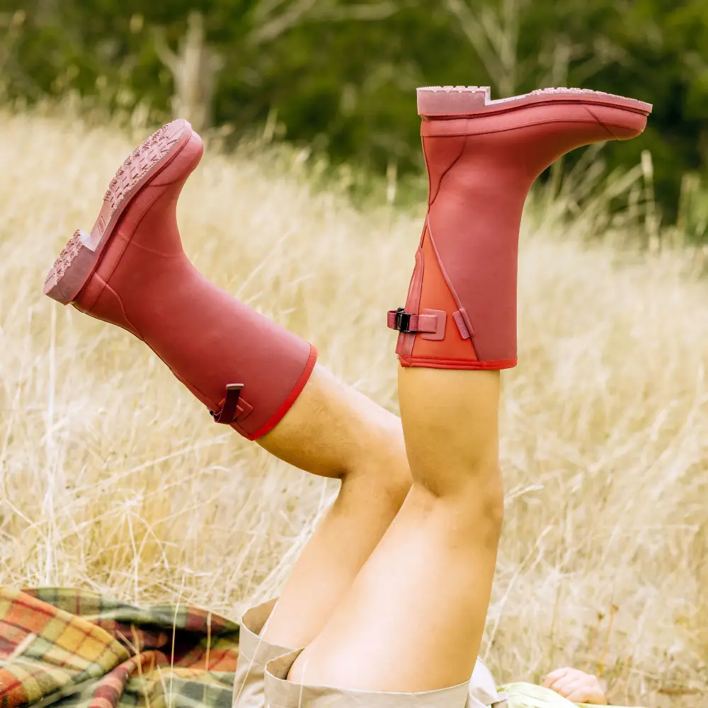 Darcy Mid Calf Gumboot  Beetroot & Red