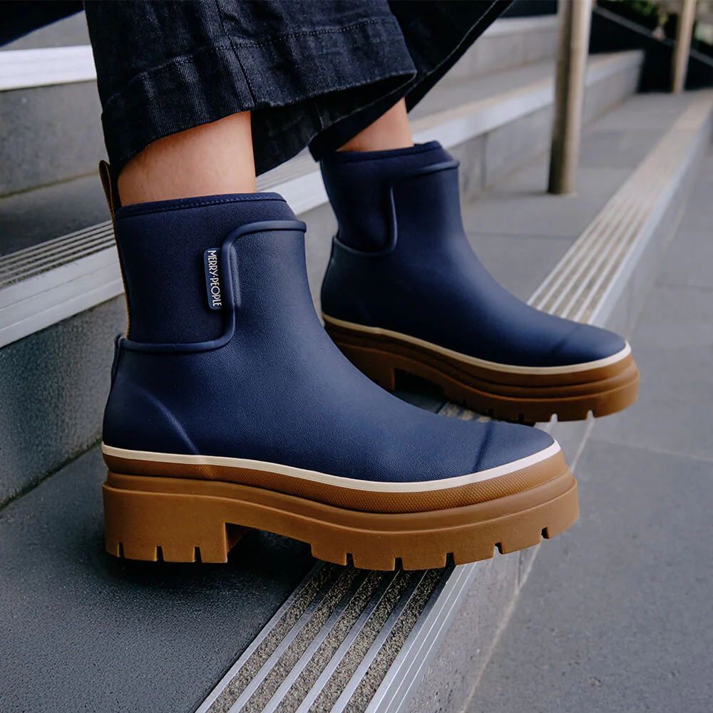 Merry People X Karen Walker Tully Boot French Navy & Tan