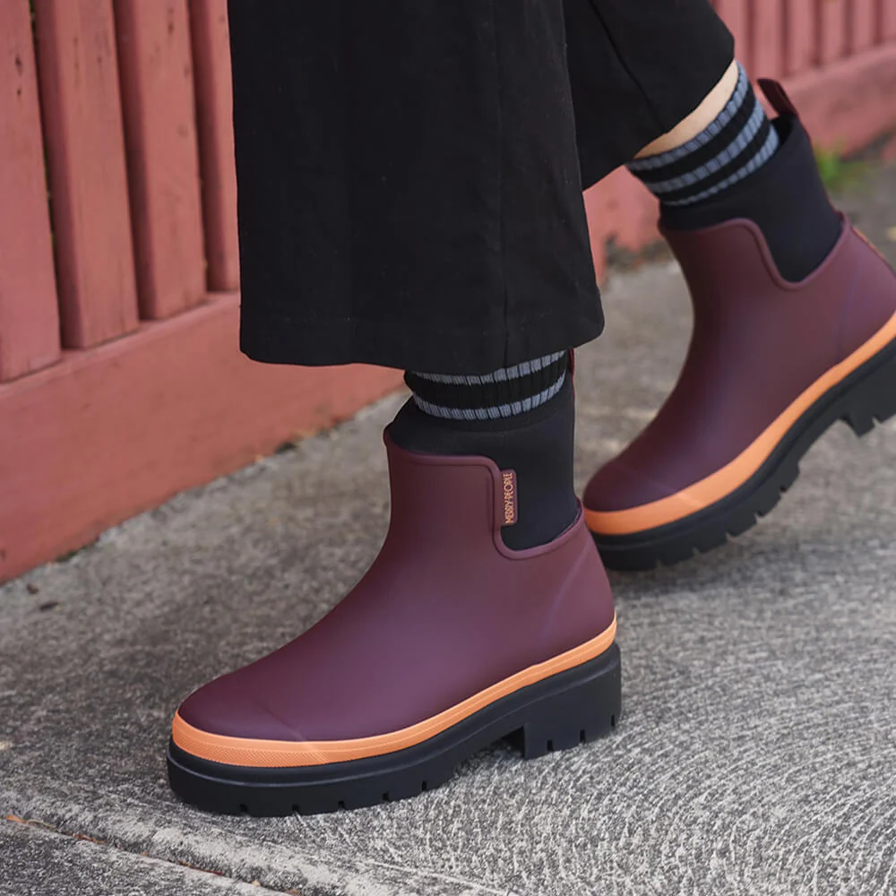 Tully Boot Plum & Neon Orange