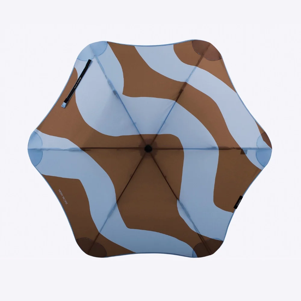 Merry People X Blunt Metro Umbrella Chestnut & Ice Blue Wave