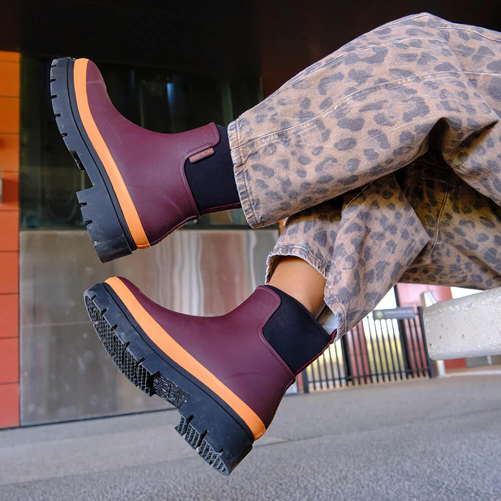 Tully Boot Plum & Neon Orange