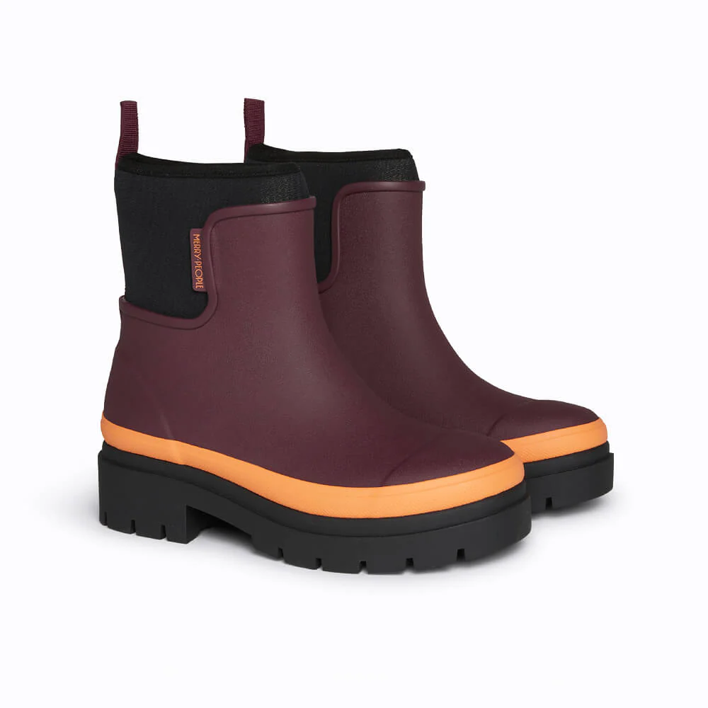 Tully Boot Plum & Neon Orange