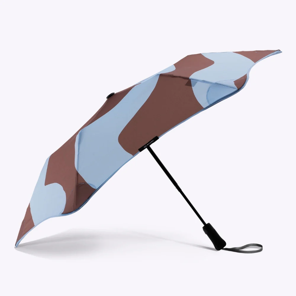 Merry People X Blunt Metro Umbrella Chestnut & Ice Blue Wave