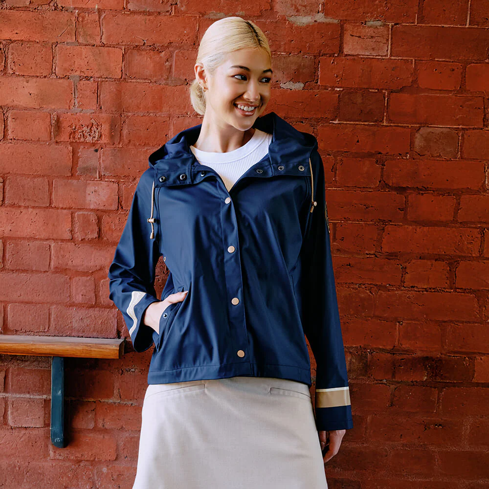 Merry People X Karen Walker Rain Jacket French Navy & Tan