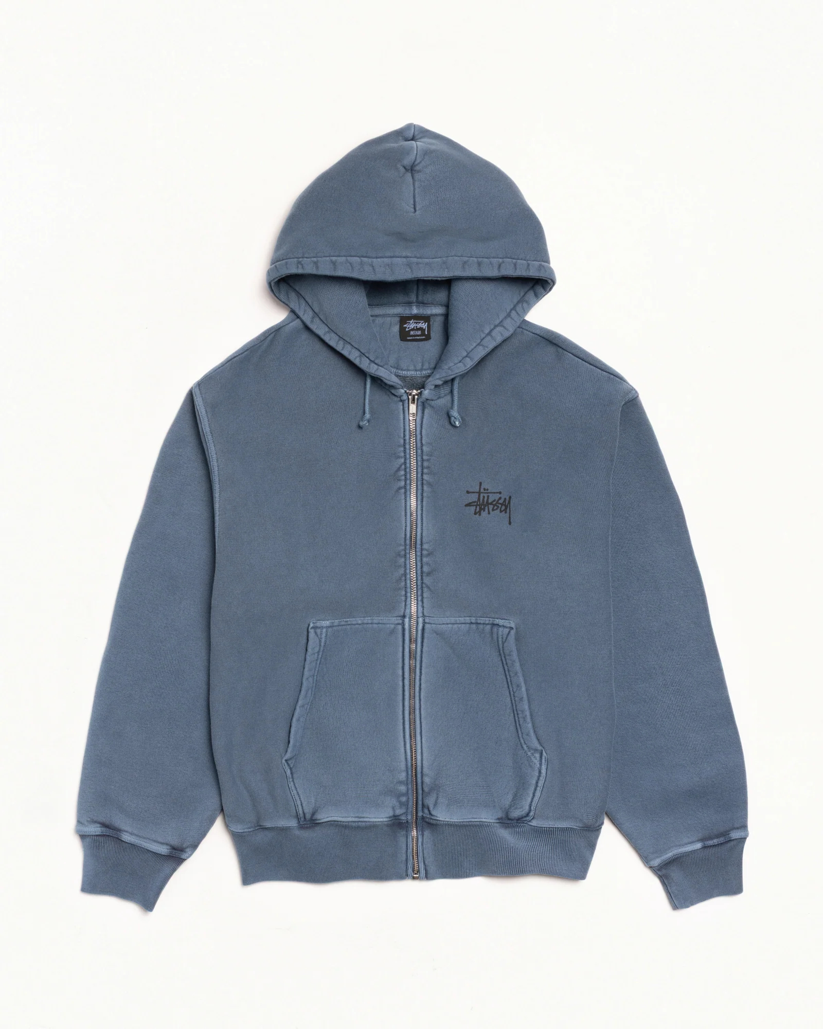 BASIC STÜSSY ZIP HOODIE PIGMENT DYED