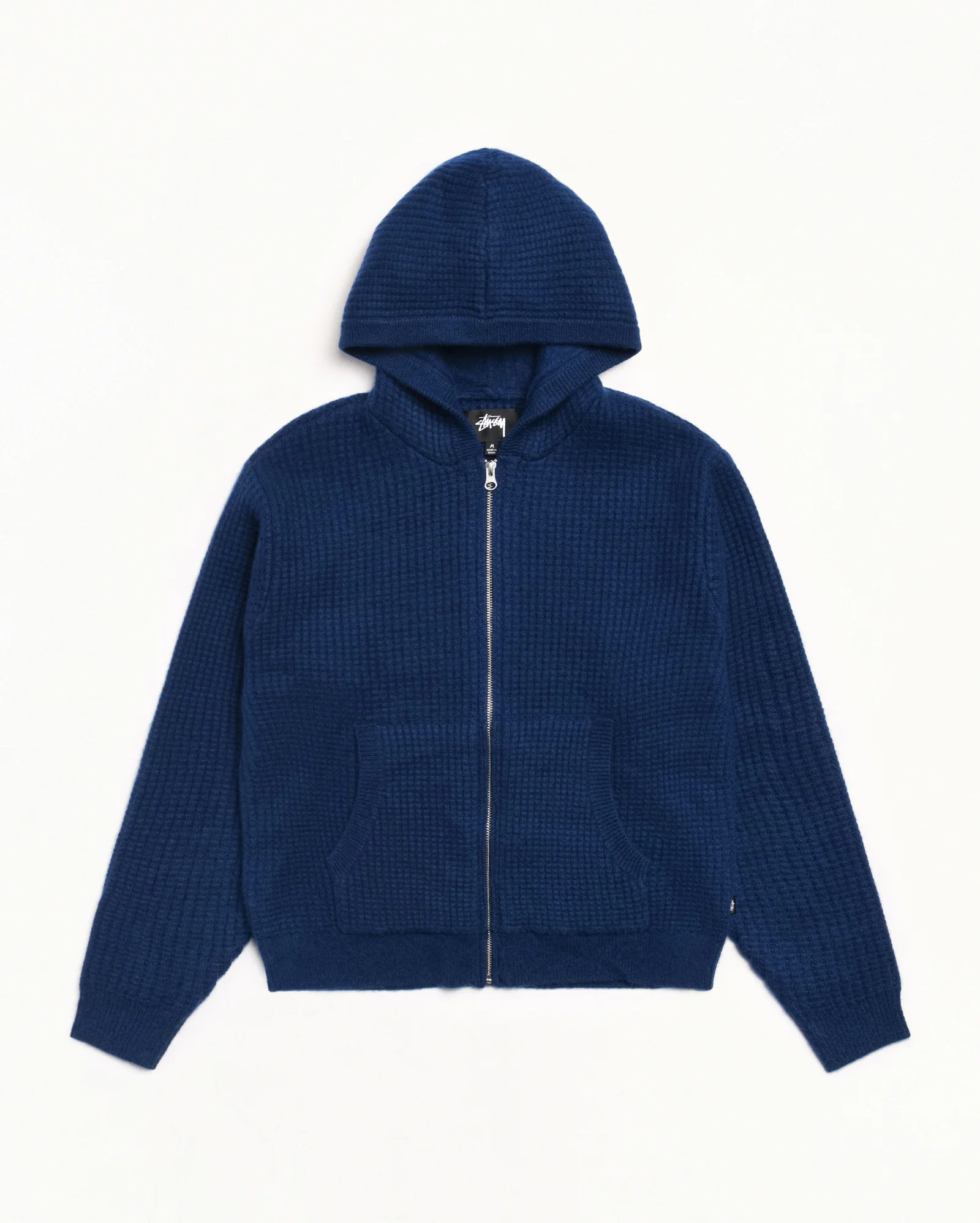 WAFFLE CASHMERE ZIP HOOD SWEATER
