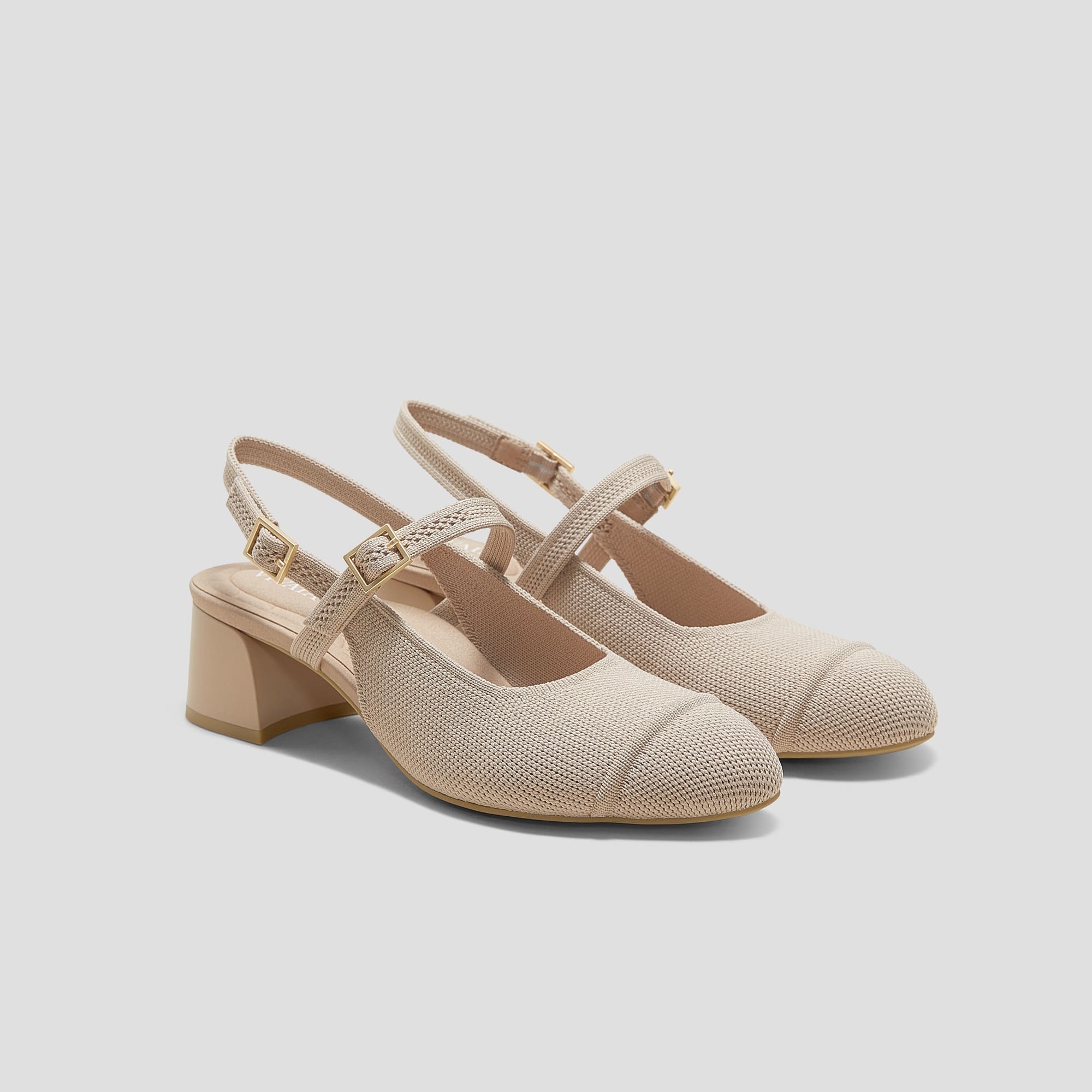 [Juliana] アーモンドトゥ スリングバック ブロックヒール サンダル