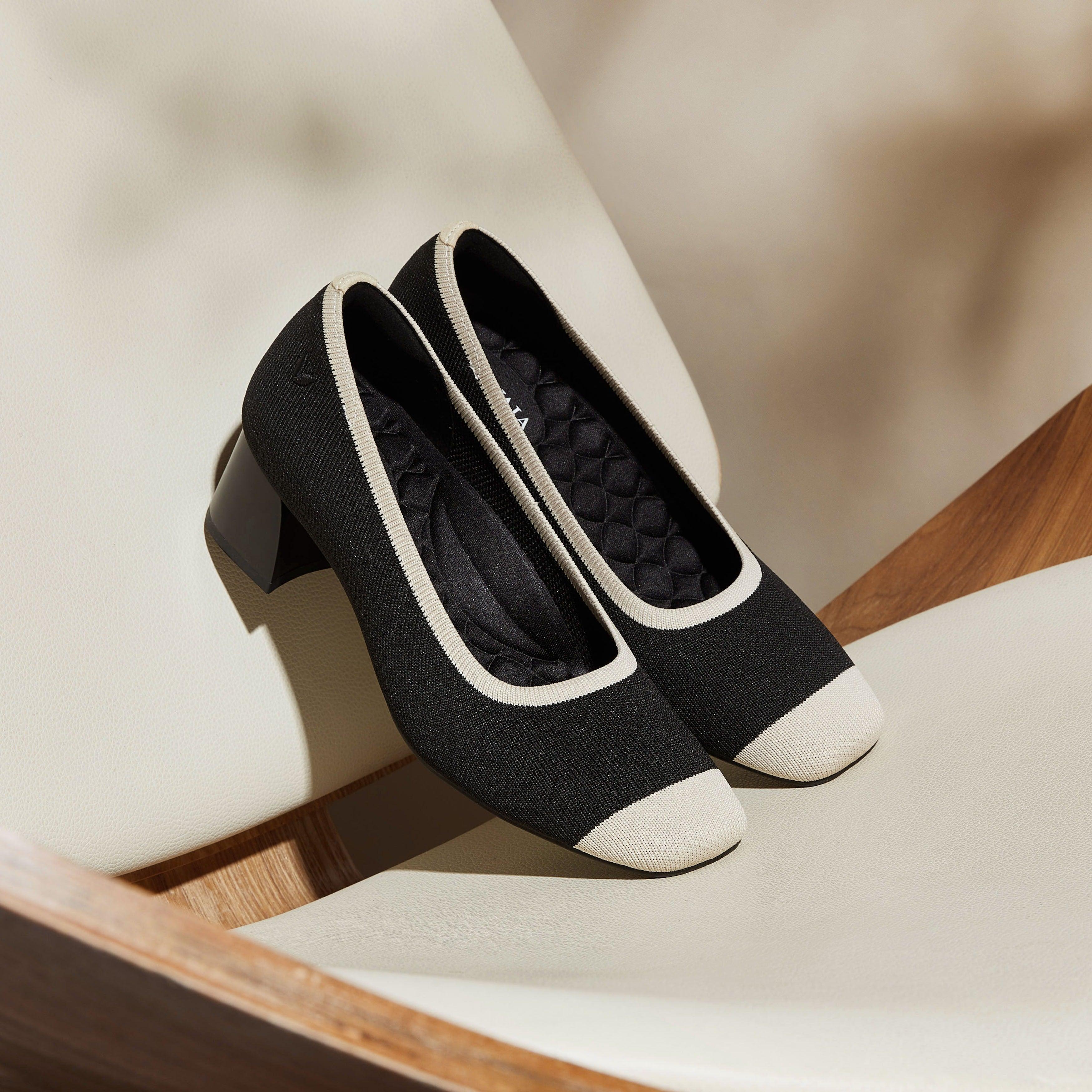 [Melody Pro] スクエアトゥ チャンキーヒール パンプス