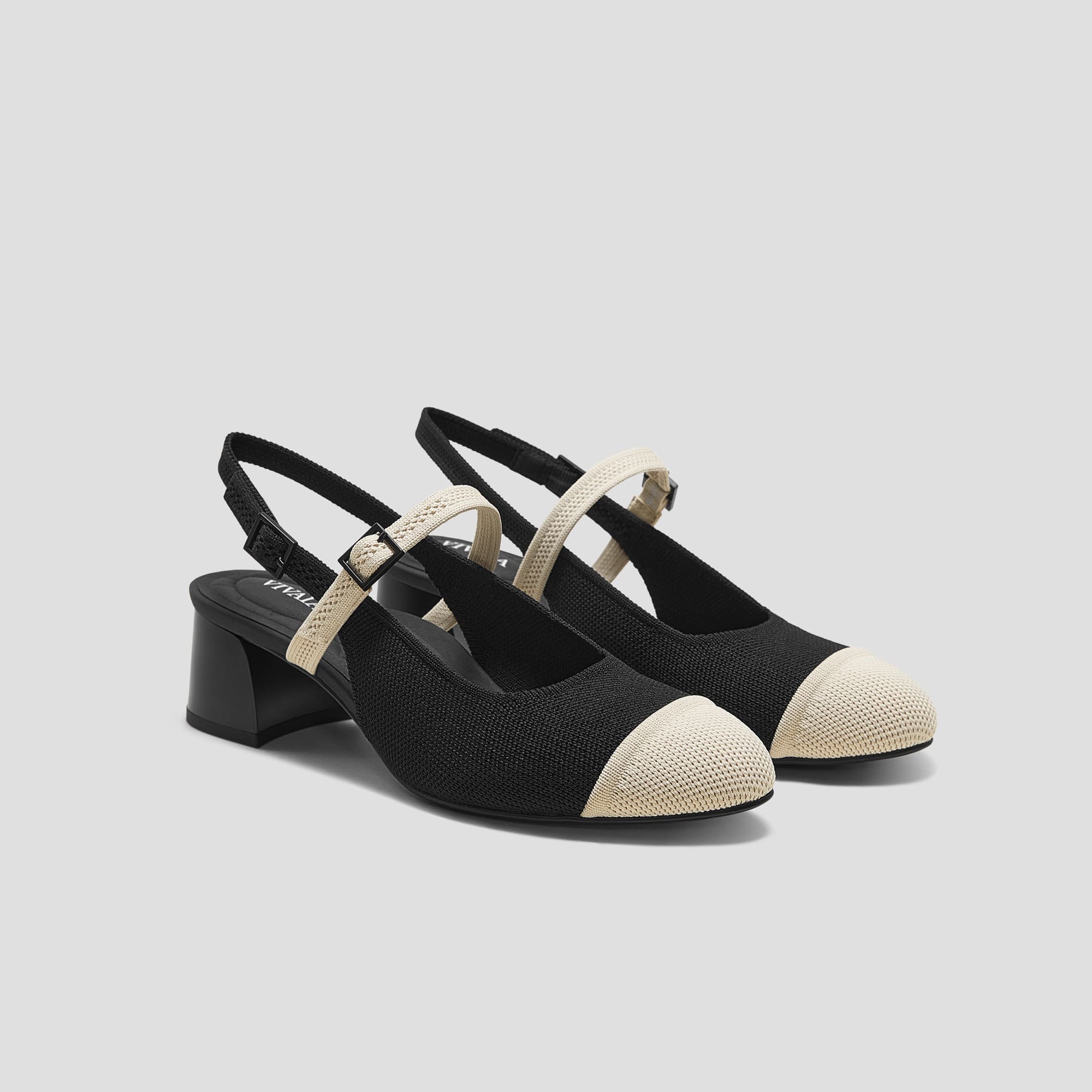 [Juliana] アーモンドトゥ スリングバック ブロックヒール サンダル