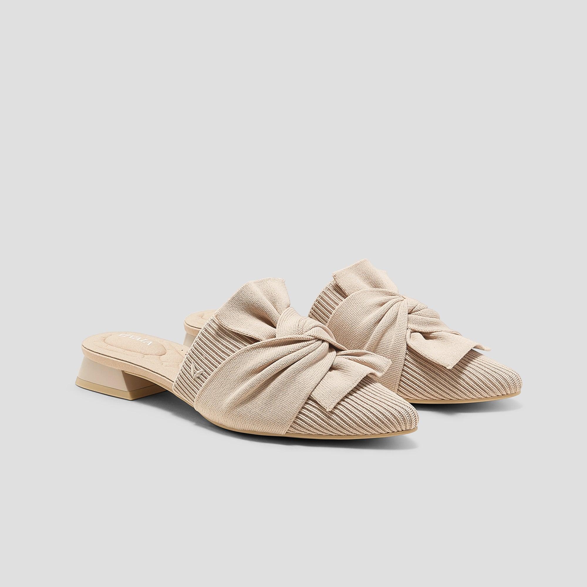 [Yaffa Pro] ポインテッドトゥ ノットデザイン サンダル/ミュール