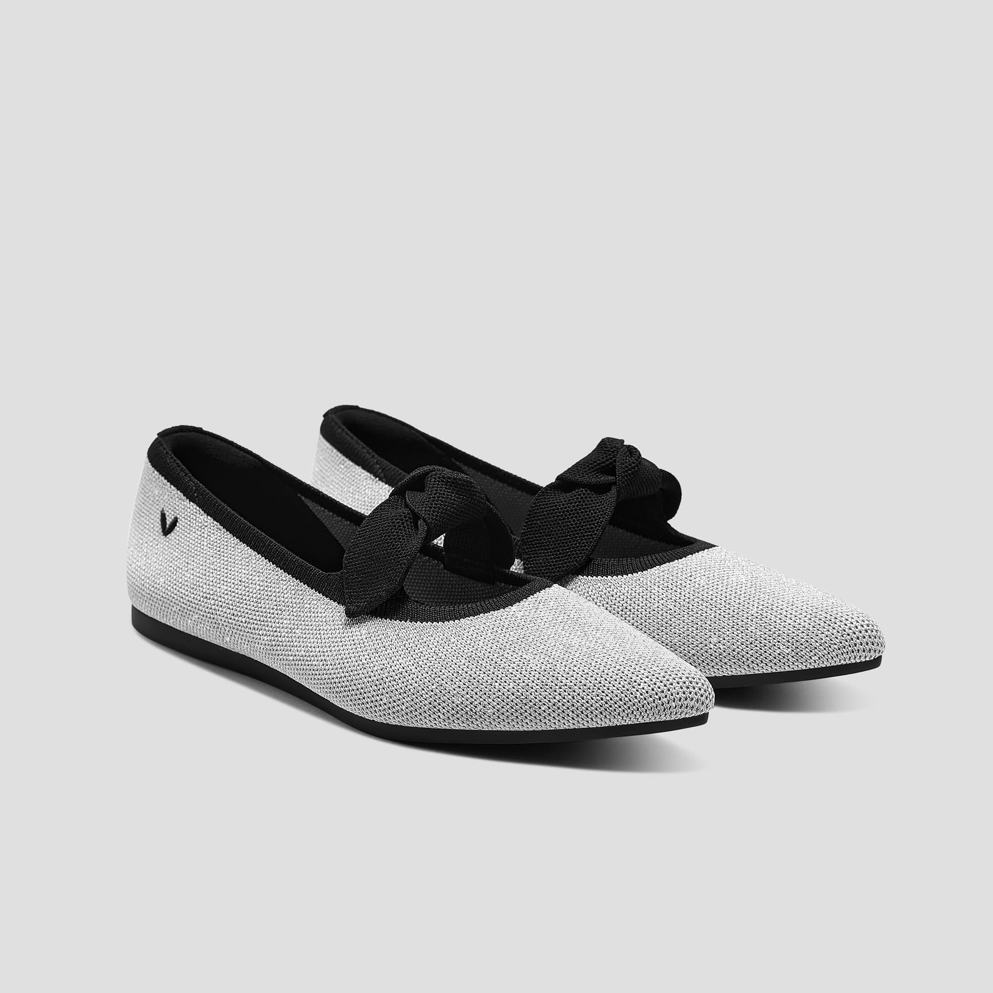 [Addriane] ポインテッドトゥ リボン付き フラットシューズ