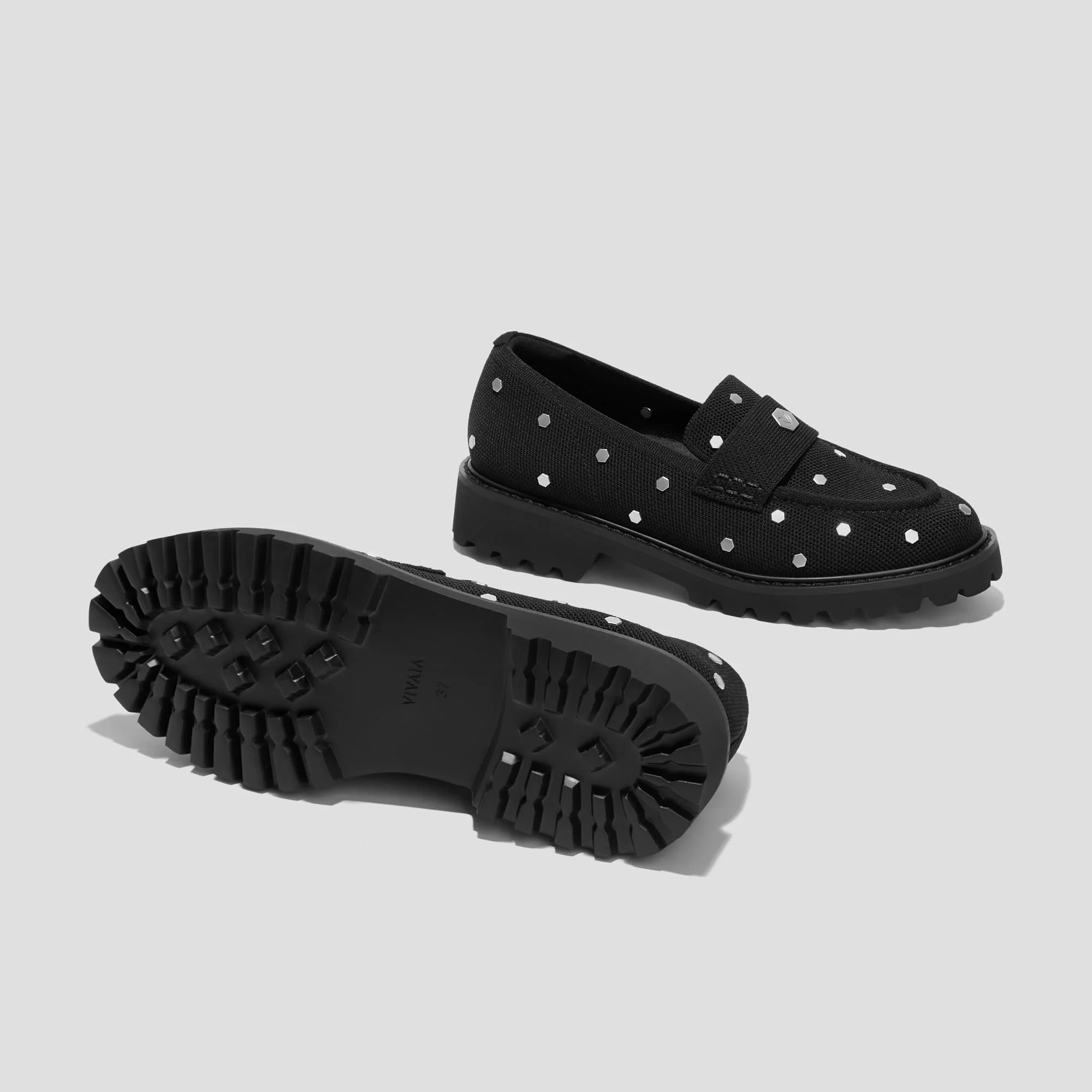 [Francesca]  アーモンドトゥ プラットフォーム トラックソールローファー