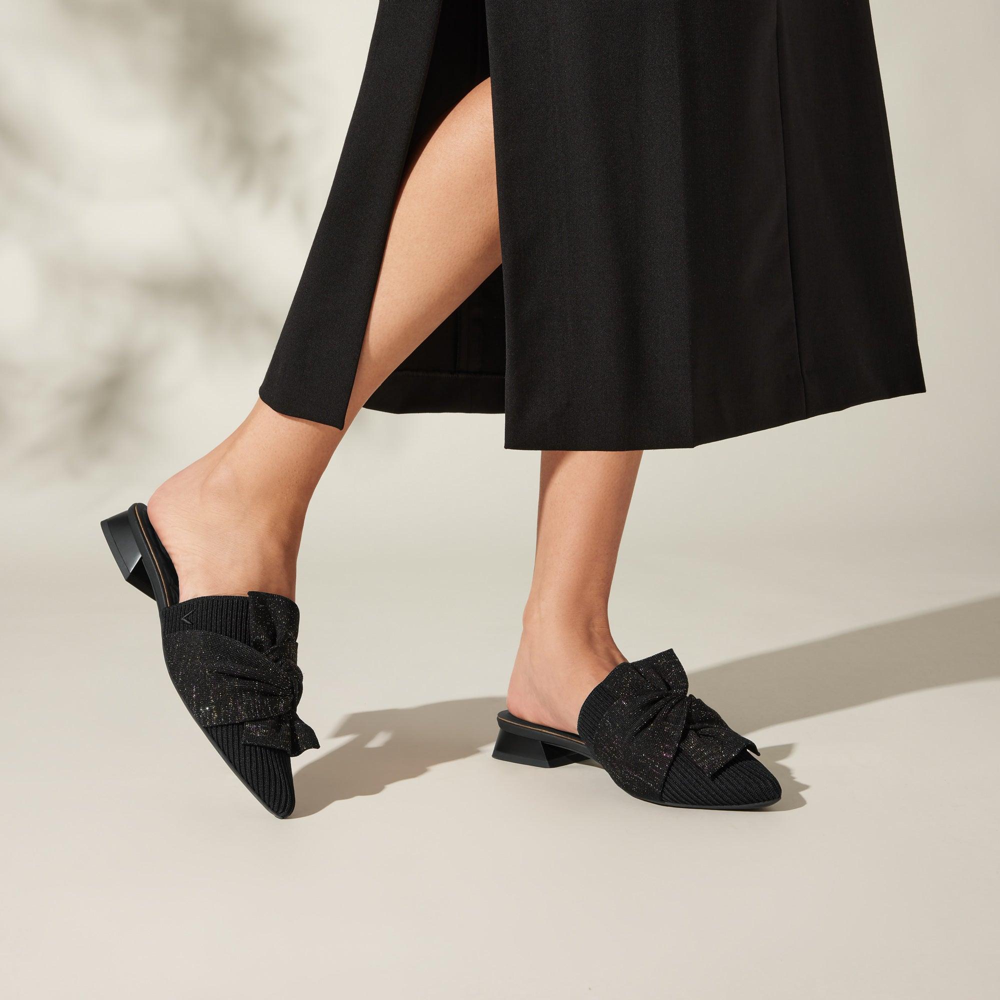 [Yaffa Pro] ポインテッドトゥ ノットデザイン サンダル/ミュール