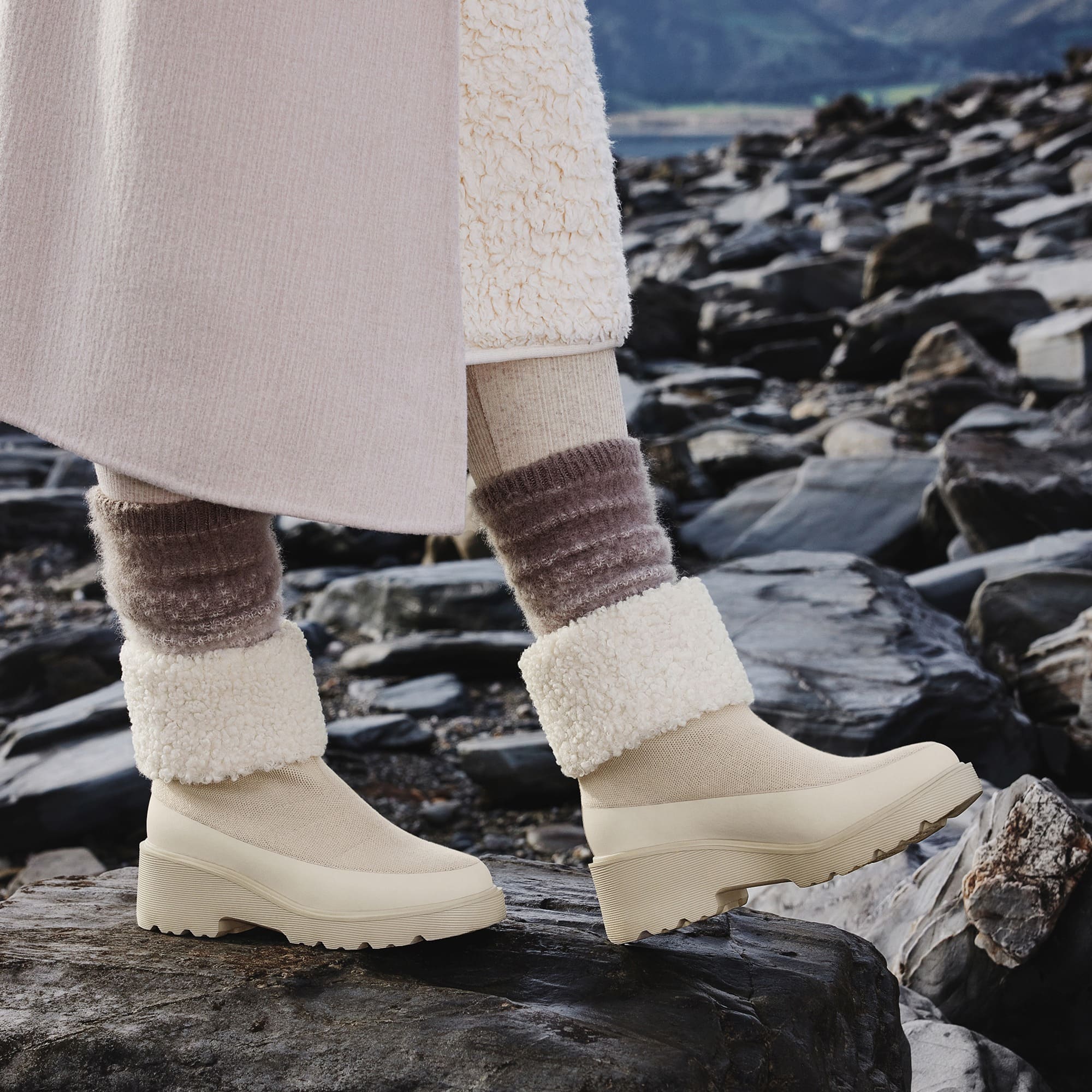 [Elaine] フォー・ファー プラットフォーム チャンキー ウェッジブーツ