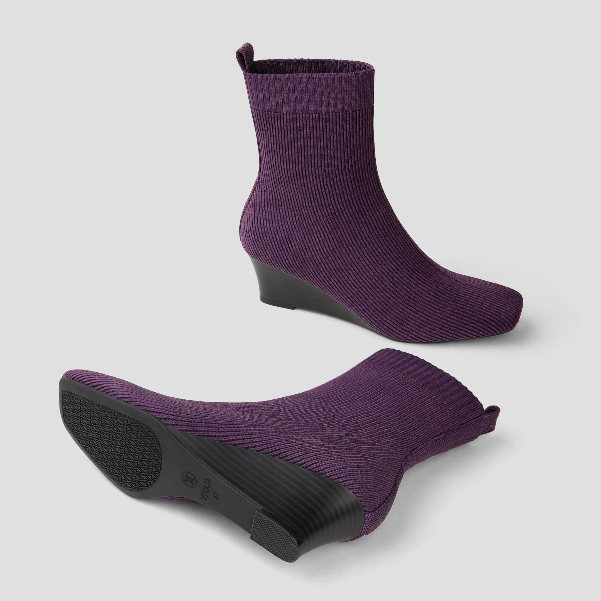 [Margot Wedge Bootie] スクエアトゥ 撥水加工 ウェッジ ショートブーツ