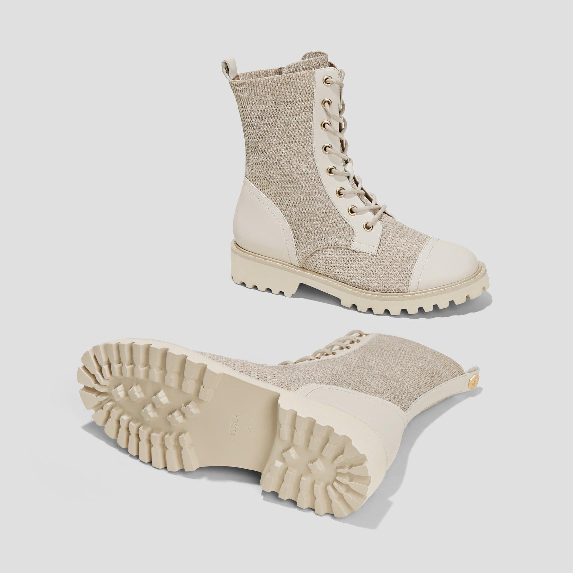 [Florence] ラウンドトゥ 撥水加工 ラグソール レースアップ アンクルブーツ