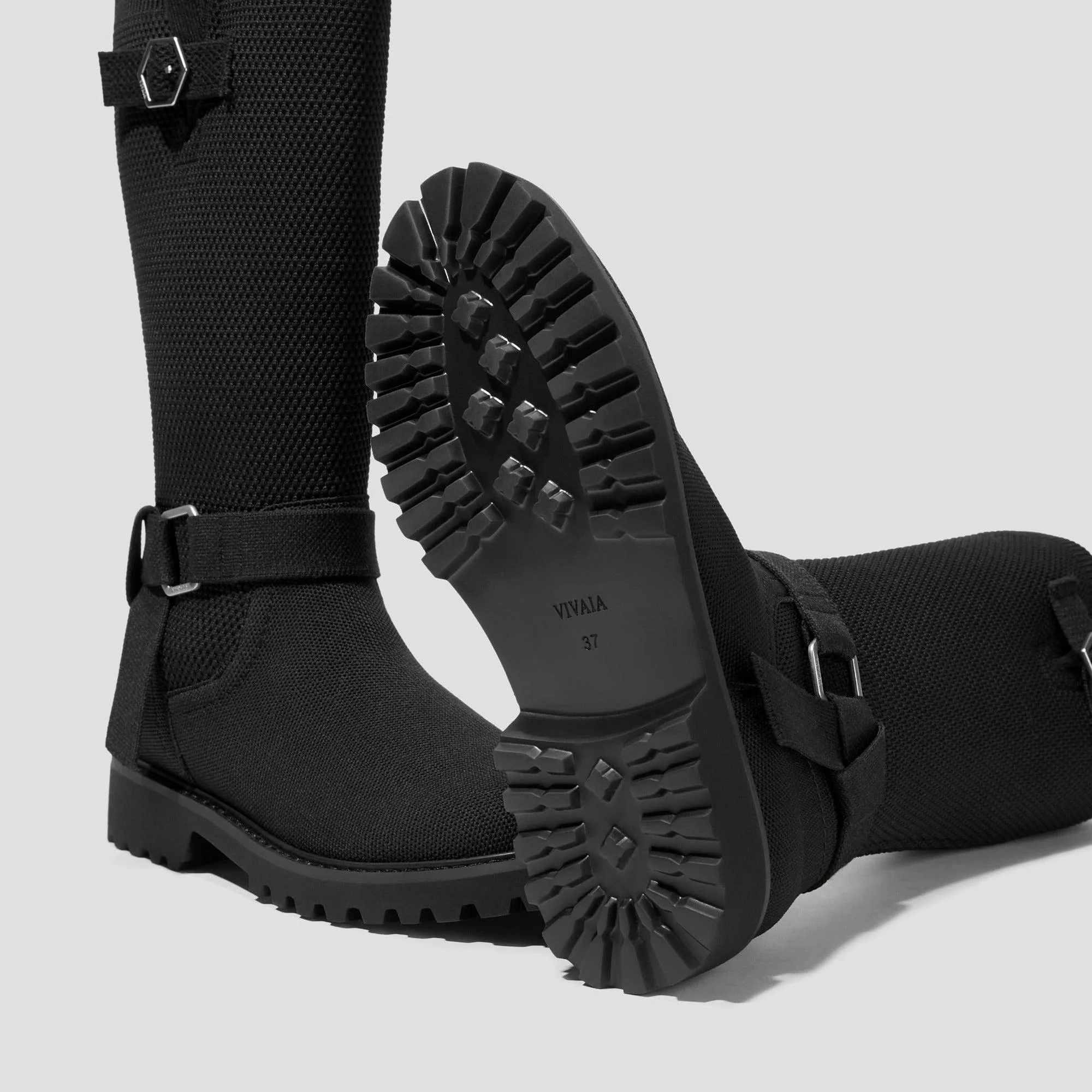 [Faith] ラウンドトゥ 撥水加工 ミッドカーフバイカーブーツ