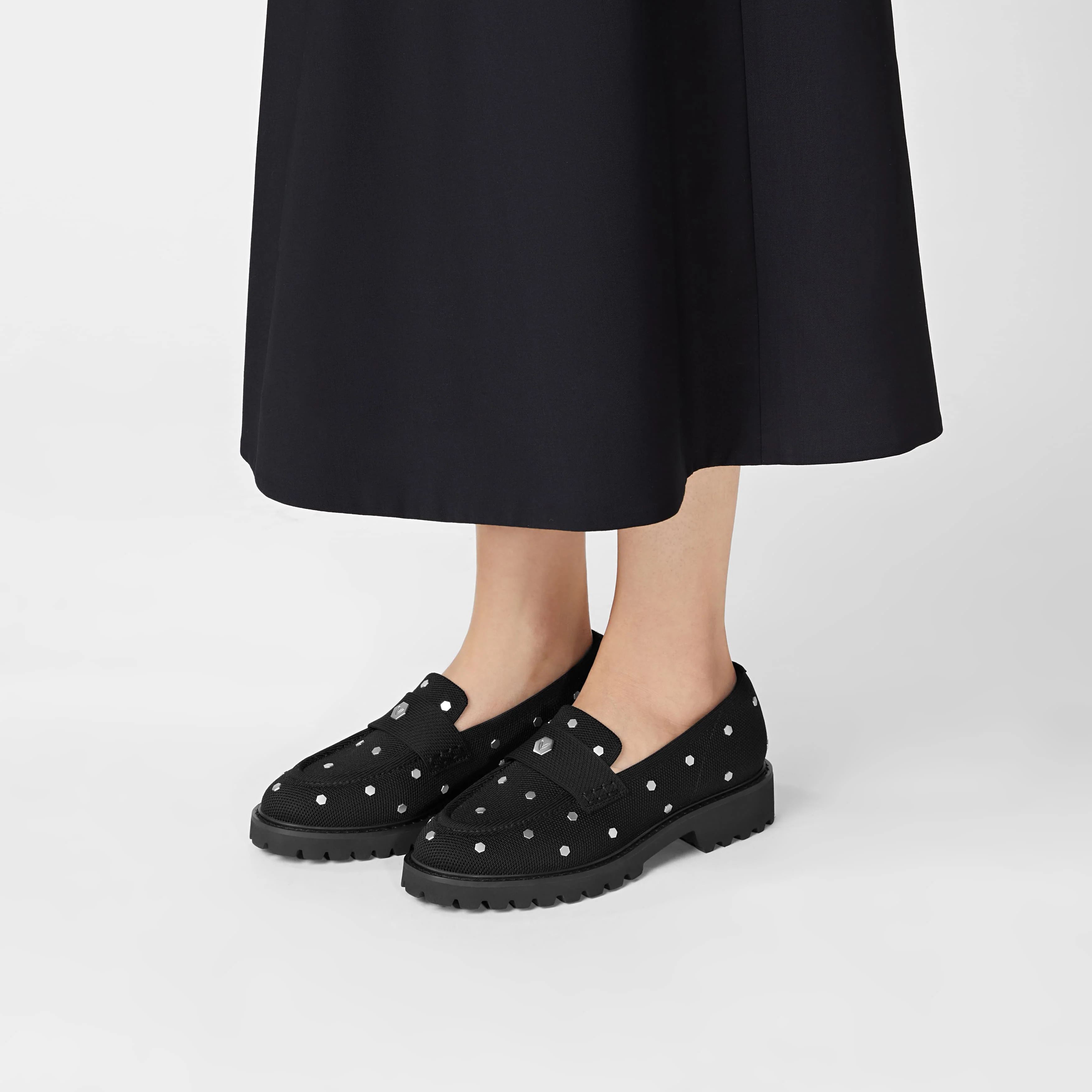 [Francesca]  アーモンドトゥ プラットフォーム トラックソールローファー