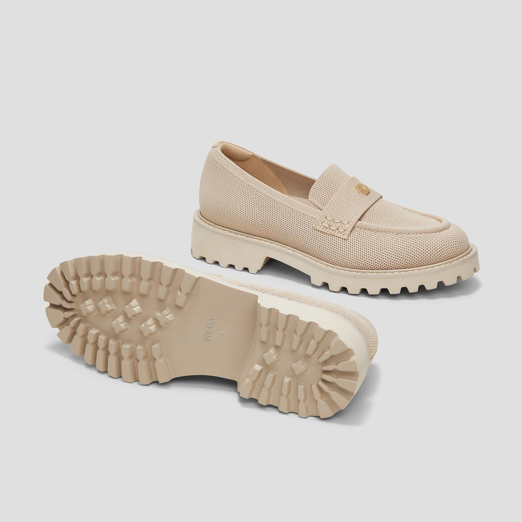 [Francesca] アーモンドトゥ プラットフォーム トラックソールローファー