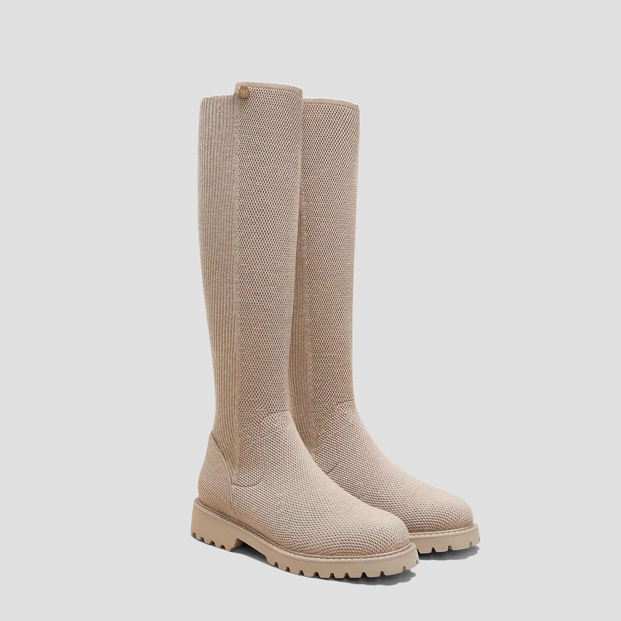 [Filipa] ラウンドトゥ 撥水加工 ストレッチ ロングブーツ