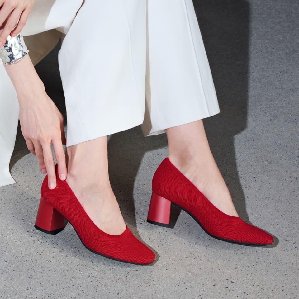 [Elize] スクエアトゥ ストレスフリー ブロックヒール