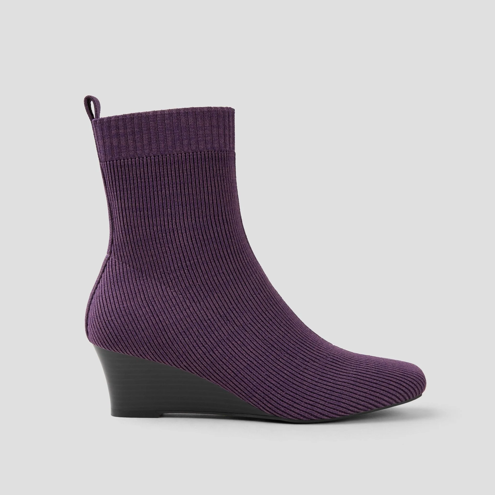 [Margot Wedge Bootie] スクエアトゥ 撥水加工 ウェッジ ショートブーツ