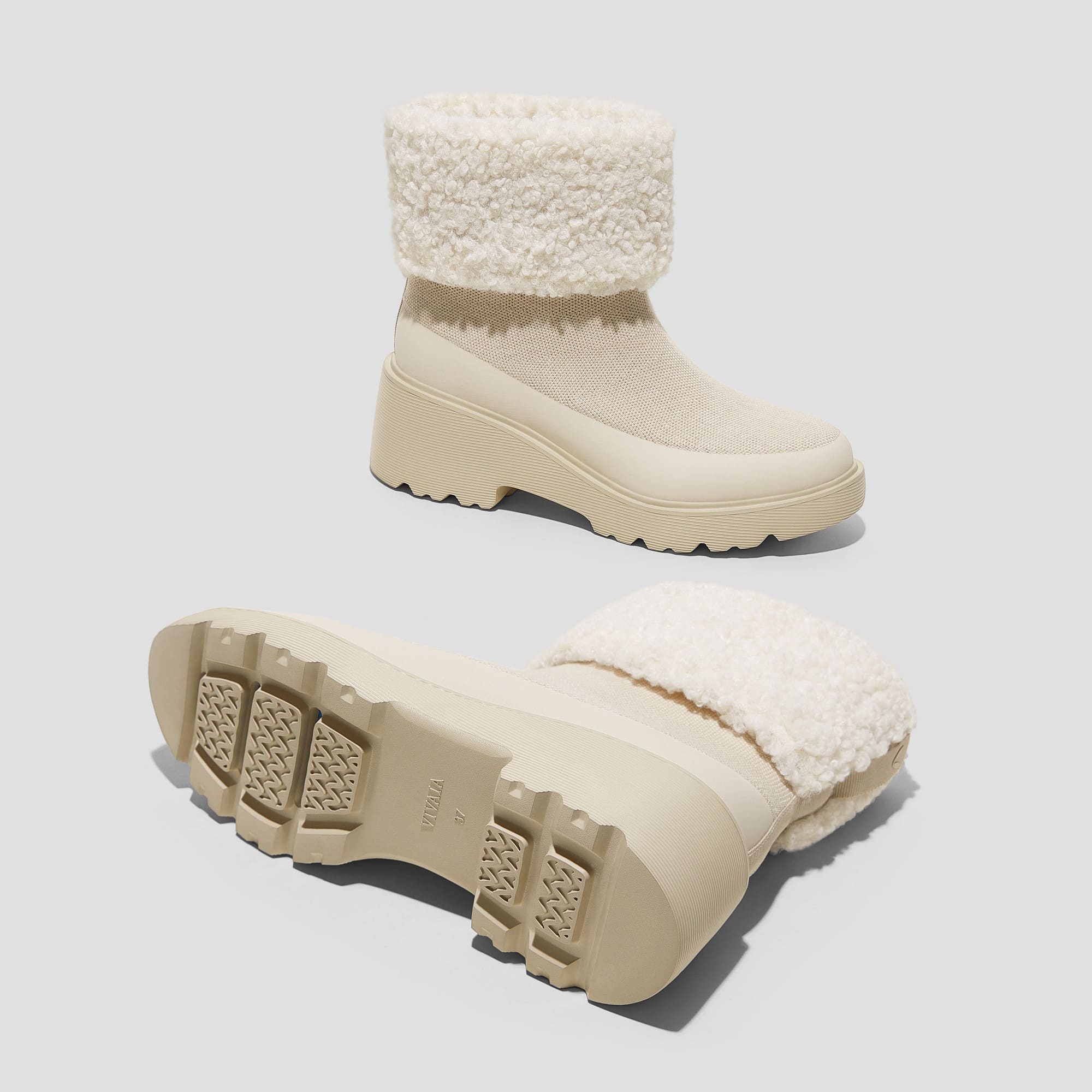 [Elaine] フォー・ファー プラットフォーム チャンキー ウェッジブーツ