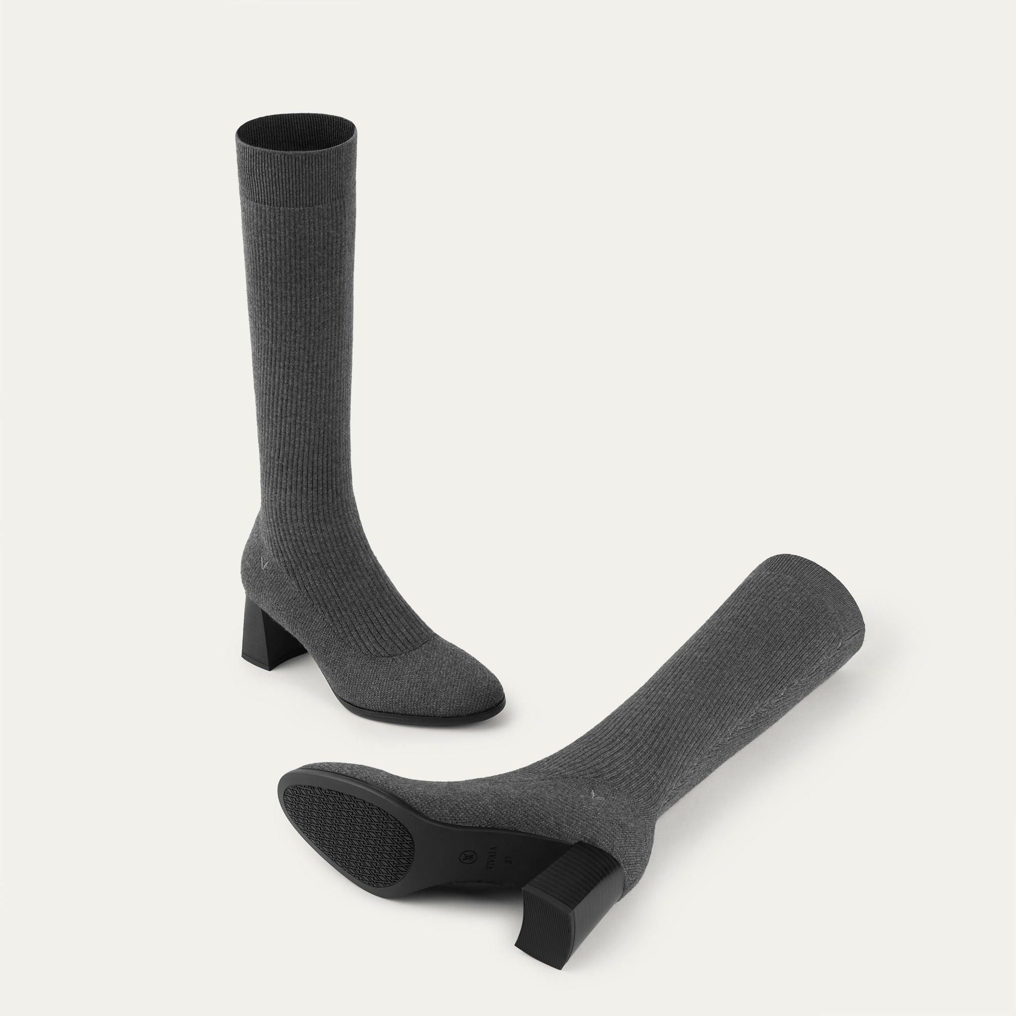 [Tessa]ラウンドトゥ 撥水加工 ウール ミッドカーフ ブーツ