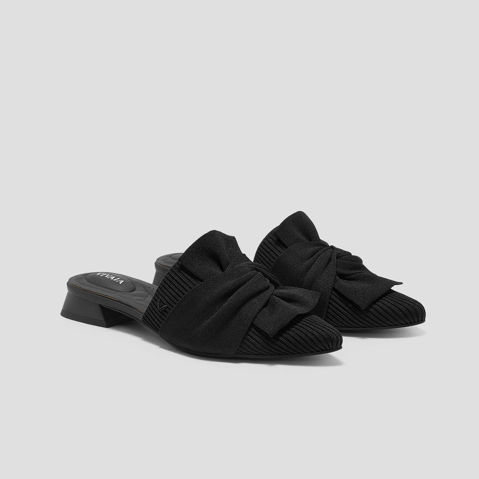 [Yaffa Pro] ポインテッドトゥ ノットデザイン サンダル/ミュール