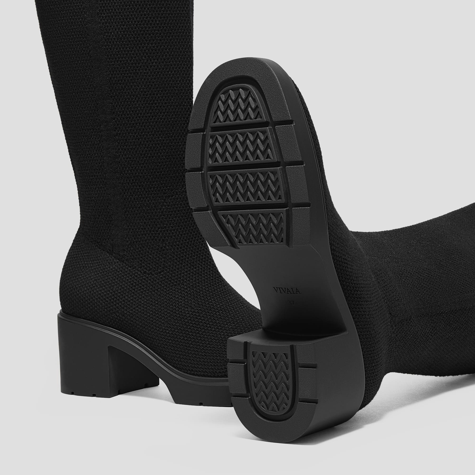 [Gia] 折り返し式 スクエアトゥ ニーハイブーツ